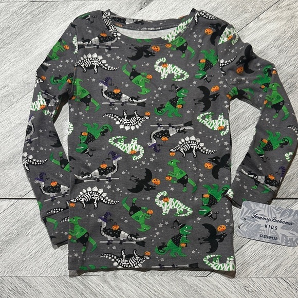 Tommy Bahama Kids Dinosaur Pajama Set - Gray and Green - Picture 3 of 4